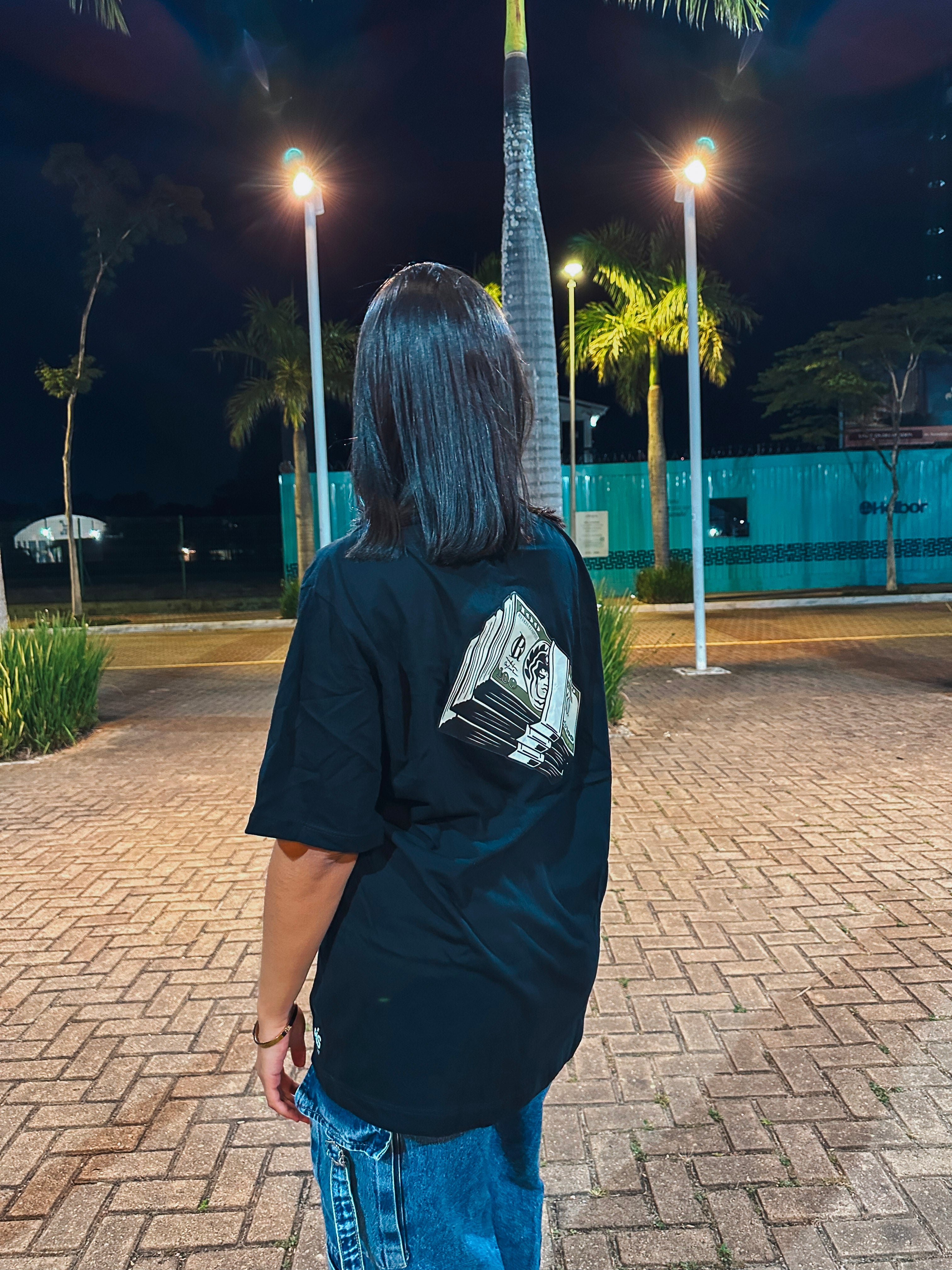 Camisa Overzised Feminina - Utopia Notas - Preta