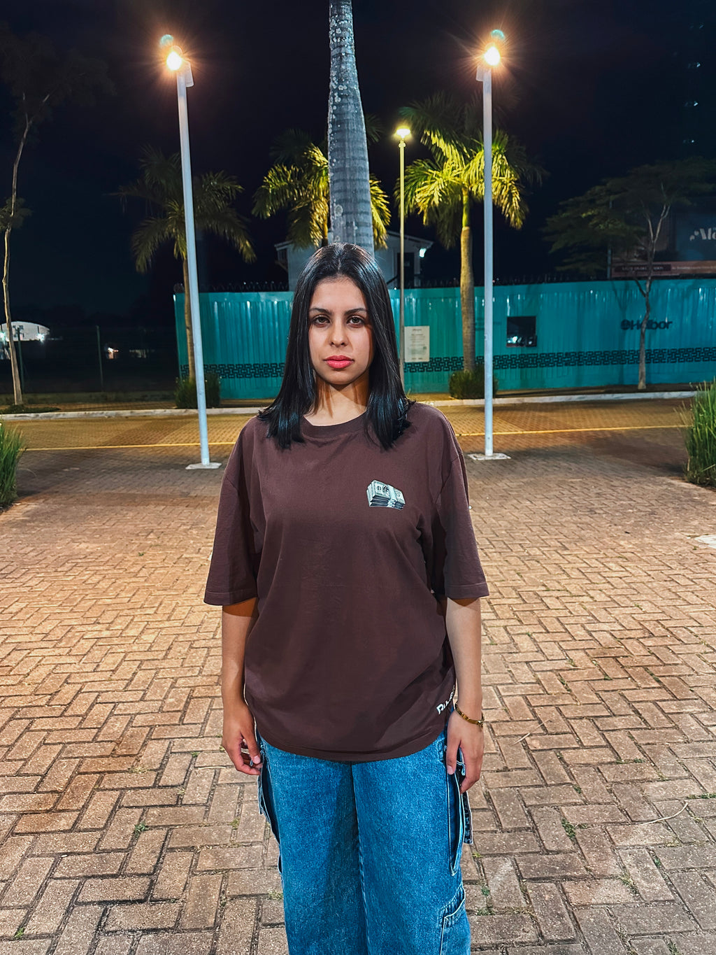 Camisa Overzised Feminina - Utopia Notas - Marrom