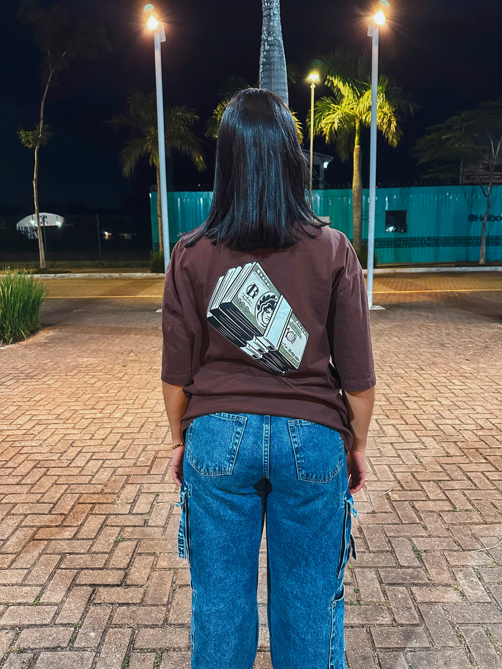 Camisa Overzised Feminina - Utopia Notas - Marrom