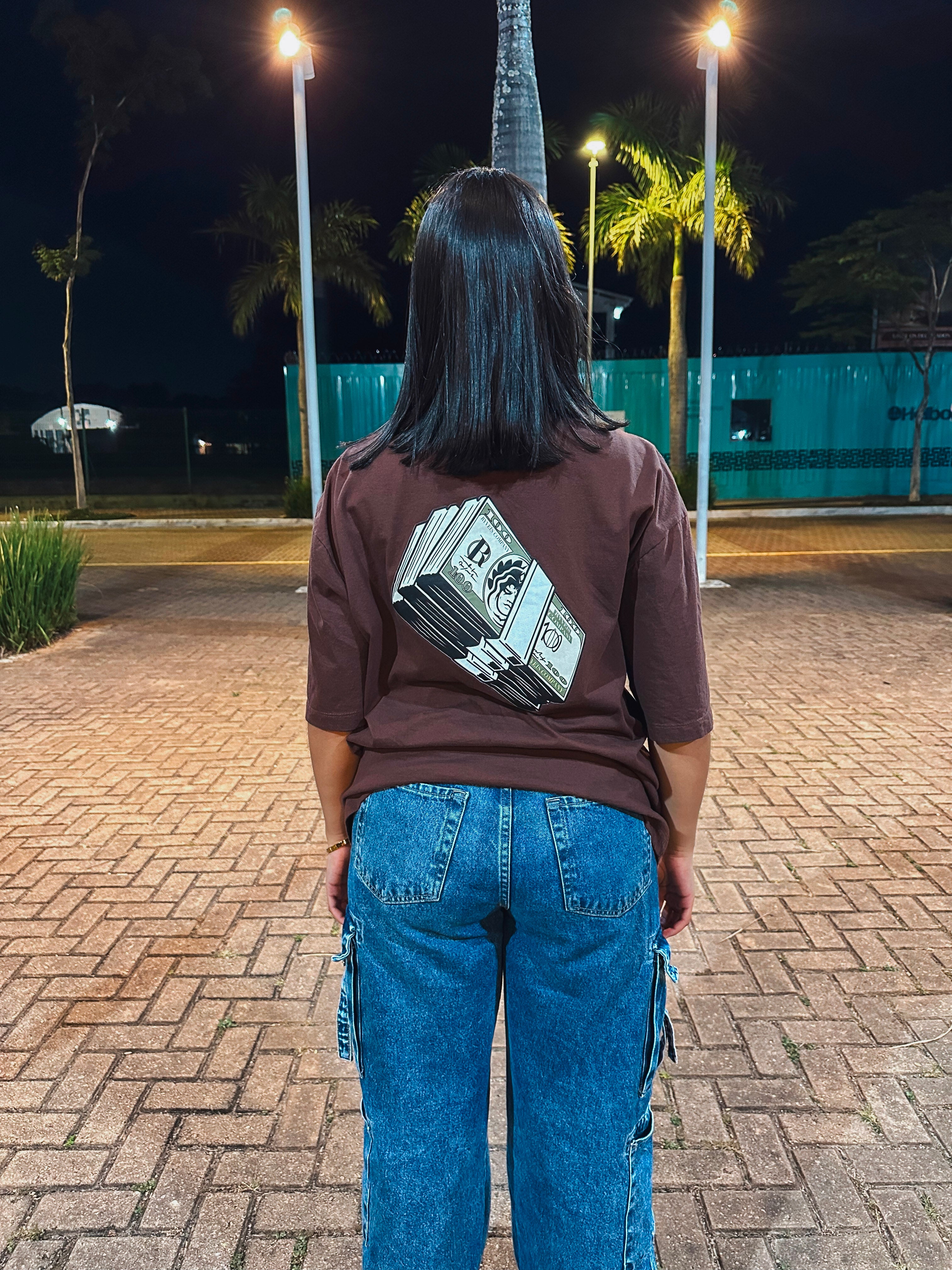 Camisa Overzised Feminina - Utopia Notas - Marrom